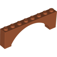 Lego kostka (kostička) most oblouk 1x8x2, tmavě oranžová (6079725)